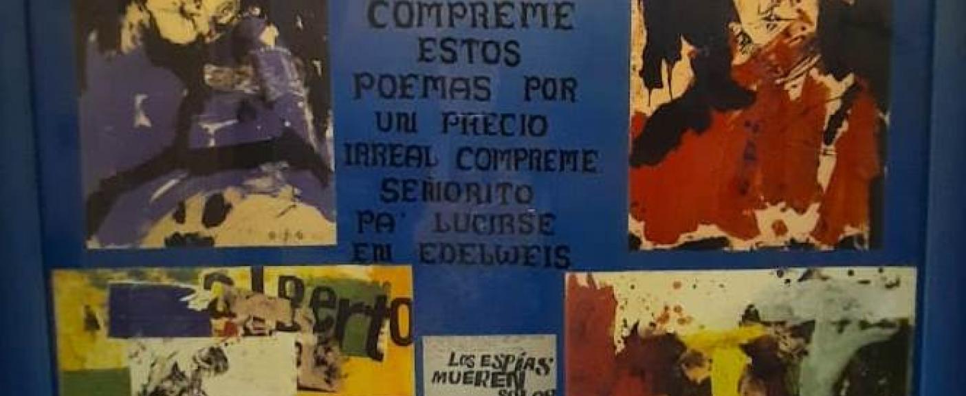 Cuadro con gráficas y objetos de Alberto Greco que fue armado por Eduardo Bergara Leumann.