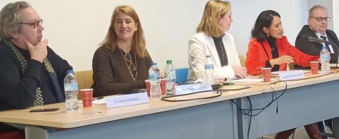 La Prof. Martina L. Rojo con los profesores Anne-Sophie Choné-Grimaldi, Natacha Sauphanor-Brouillaud y Ludovic Bernardeau y Philippe Guez en el coloquio celebrado en París en el mes de febrero de este año.