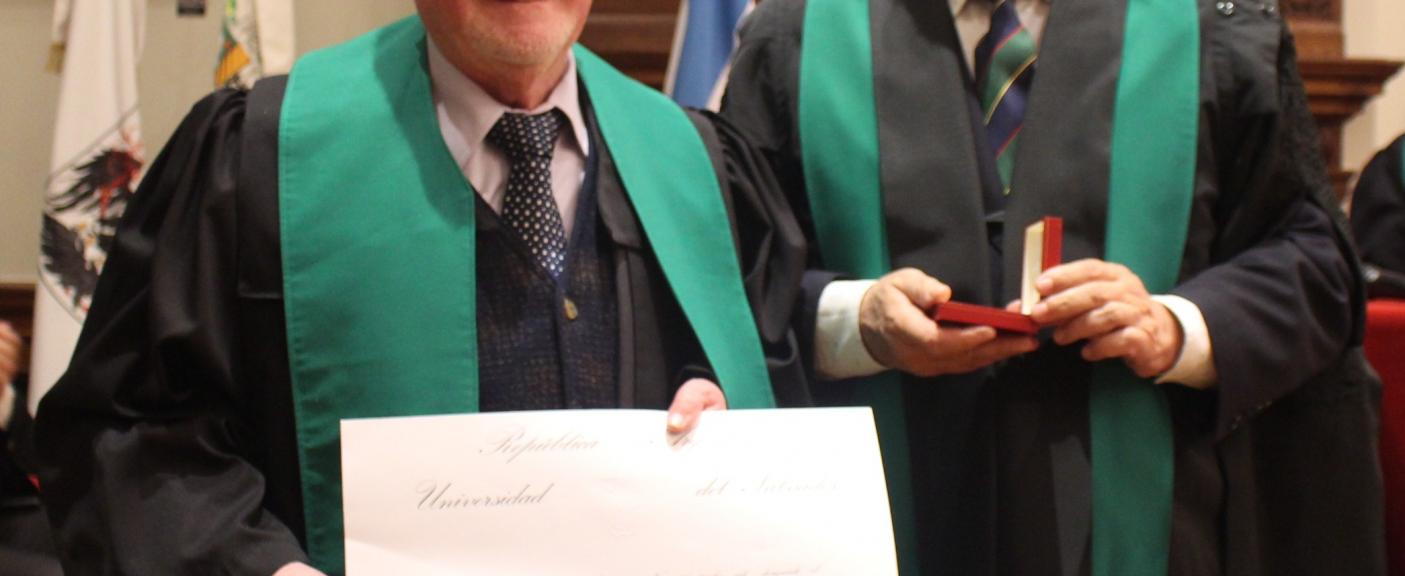 Francisco García Bazán y el Rector de la USAL, Carlos I. Salvadores de Arzuaga