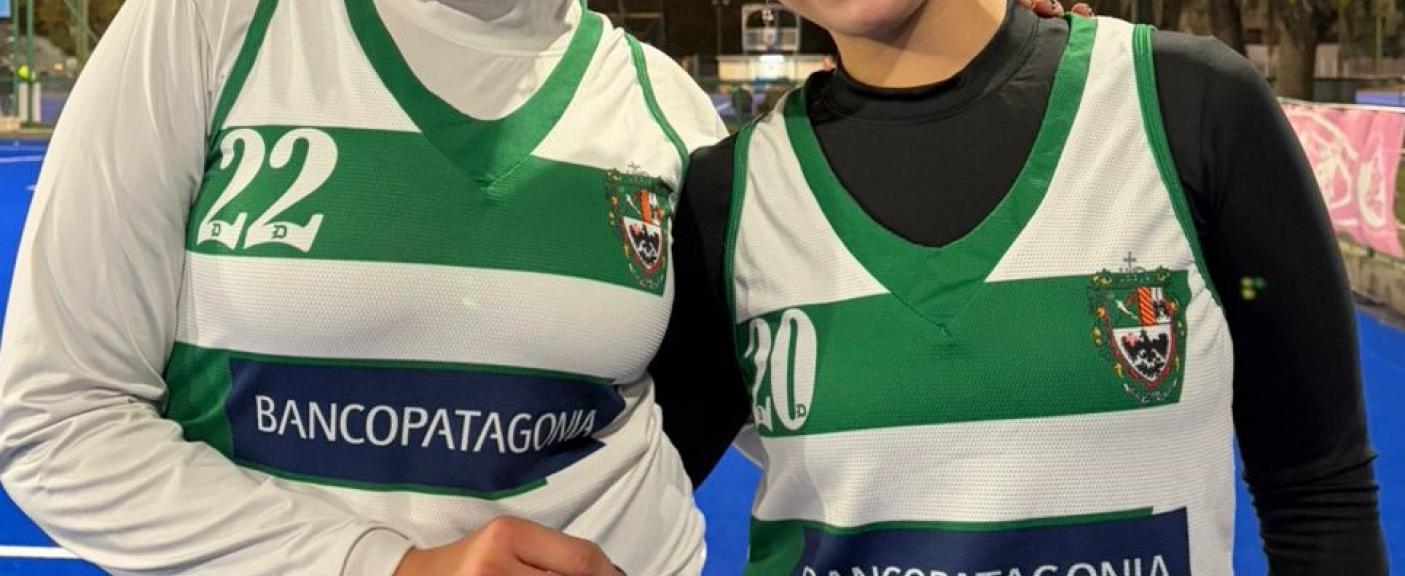Las goleadoras de Hockey sobre Césped: Trinidad Argonz y Celina Zabalua.