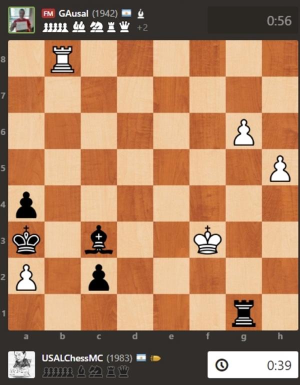 Posición final de la partida entre Cascio y Antonio, en la última ronda