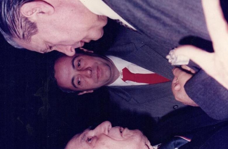 El Dr. Alfonso Roque Albanese junto al Dr. René Favaloro; dos figuras ilustres de la cirugía cardíaca argentina y destacados profesores de la USAL.