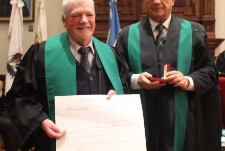 Francisco García Bazán y el Rector de la USAL, Carlos I. Salvadores de Arzuaga